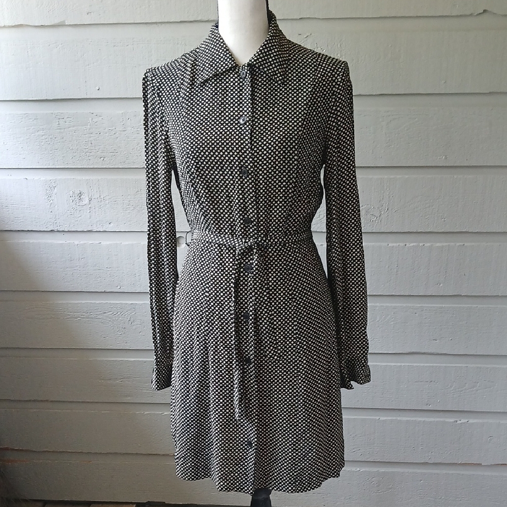 GAP Black and White Long Sleeve Shirt Dress